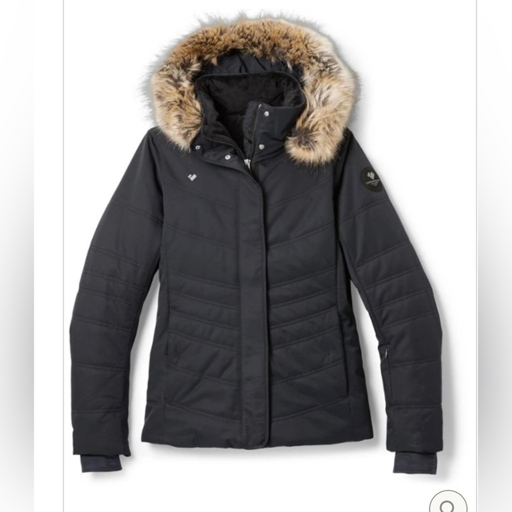 Obermeyer Tuscany II Black Fur Hooded Ski Jacket Size 2